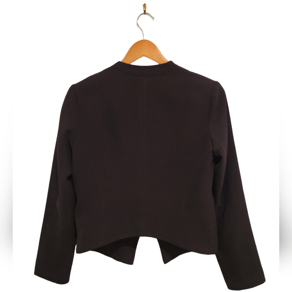 Design Lab Black Blazer Long Sleeve Open Front Collarless Jacket Small - Picture 2 of 7